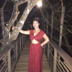 Sexy Planet Saving Reformation Maroon Cutout Dress